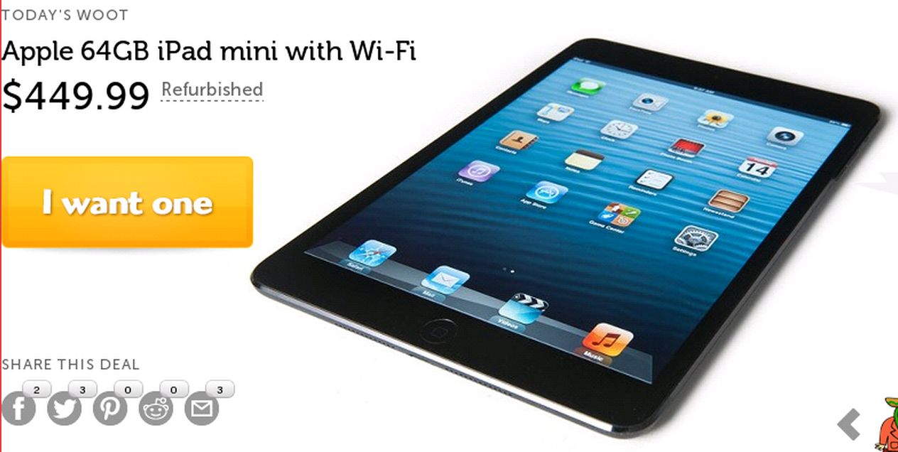 iPad Mini 64GB Wifi (refurb): $455 shipped