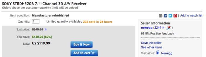 newegg-ebay-sony-receiver-deal