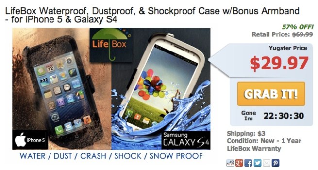 Lifebox Waterproof Dustproof Shockproof Case W Bonus Armband