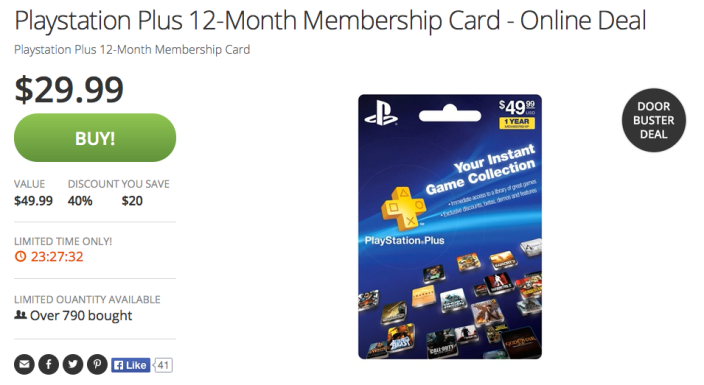 PlayStation Plus 12-Month Membership Card $30 (Reg. $50)