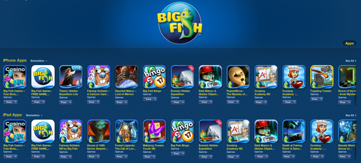Big Fish Game -Sale-iOS-home page