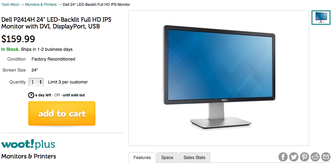Monitor Deals: Dell 24\
