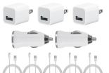 10-Piece Supreme Power Bundle with 5 USB Charge:Sync Cables, 2 USB Car Chargers and 3 Wall Chargers (Choice of 8-Pin, 30-Pin or Micro USB)