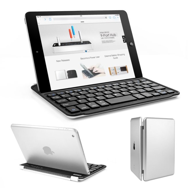 Anker® Ultra-Slim Bluetooth Wireless Aluminum Keyboard Cover for iPad mini 2 : iPad mini