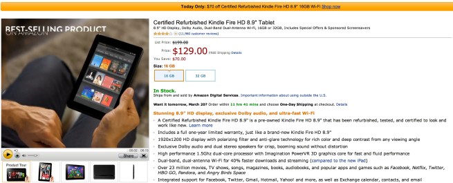 Kindle Fire HD Amazon Gold Box
