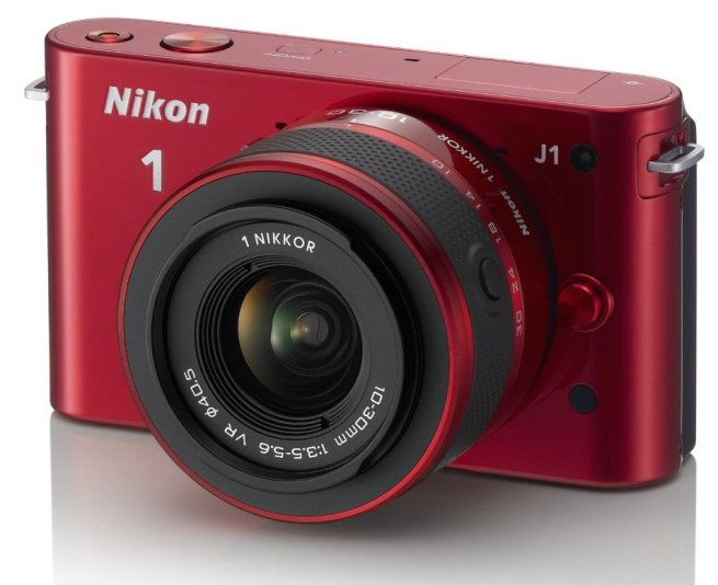 Nikon 1 J1 SLR Red Digital Camera w: 10-30mm VR Lens