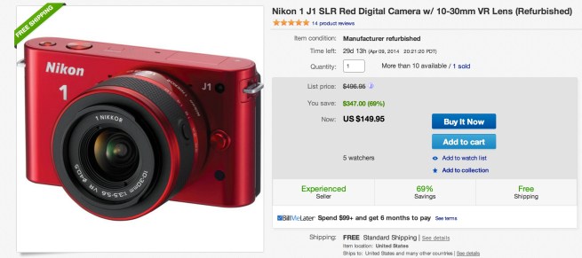 Nikon 1 J1 SLR Red Digital Camera