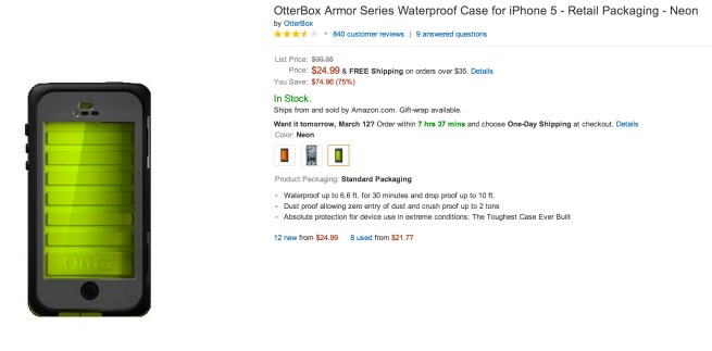 OtterBox Armor Series Waterproof Case for iPhone 5 - Retail Packaging - Neon