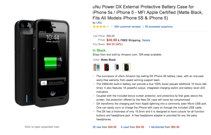 uNu Power DX External Protective Battery Case for iPhone-5S- iPhone 5-sale-03