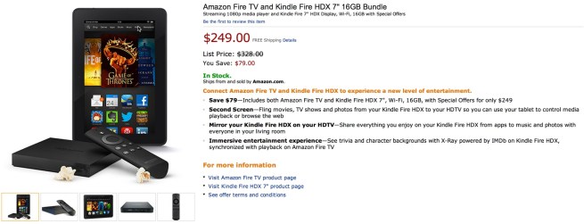 Amazon Fire TV and Kindle Fire HDX 7%22 16GB Bundle