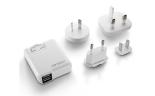 Antec Dual-USB International Travel Wall Charger (5V) with 4 Plug Adapters, Industrial Overcharge Protection and Fold-Down AC Prongs