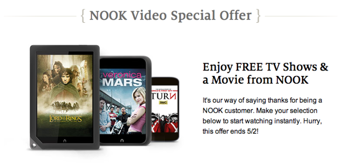 Barnes and Noble-Nook-Movie rentals-free