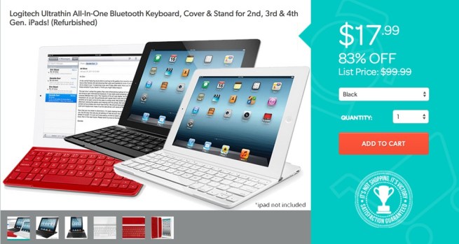 Logitech Ultrathin All-In-One Bluetooth Keyboard, Cover & Stand for 2nd, 3rd & 4th Gen. iPads