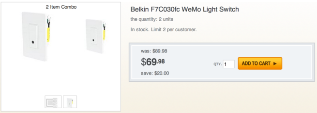 2 Pack- Belkin WeMo Light Switch