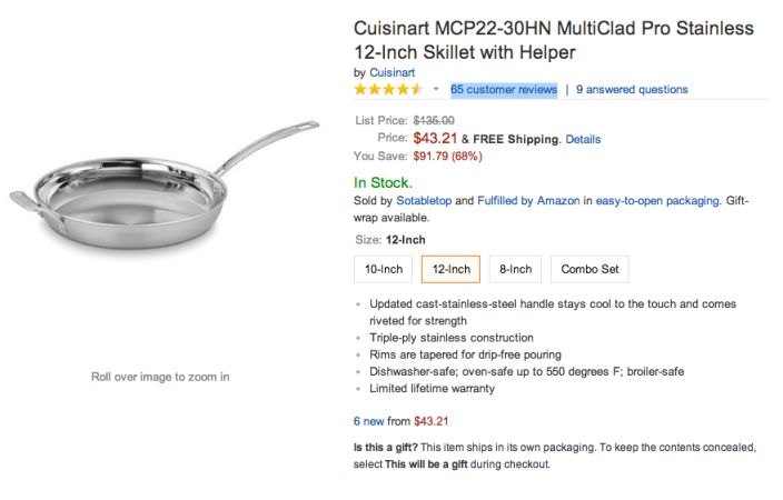 Cuisinart  MultiClad Pro Stainless 12-Inch Skillet (MCP22-30HN)-sale-02
