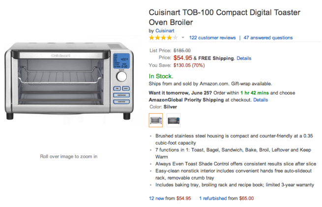 Cuisinart TOB-100 Compact Digital Toaster Oven Broiler (silver)-sale-02