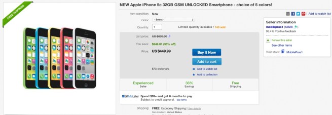 NEW Apple iPhone 5c 32GB GSM UNLOCKED Smartphone