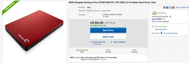 NEW Seagate Backup Plus STDR1000103 1TB USB 3.0 Portable Hard Drive