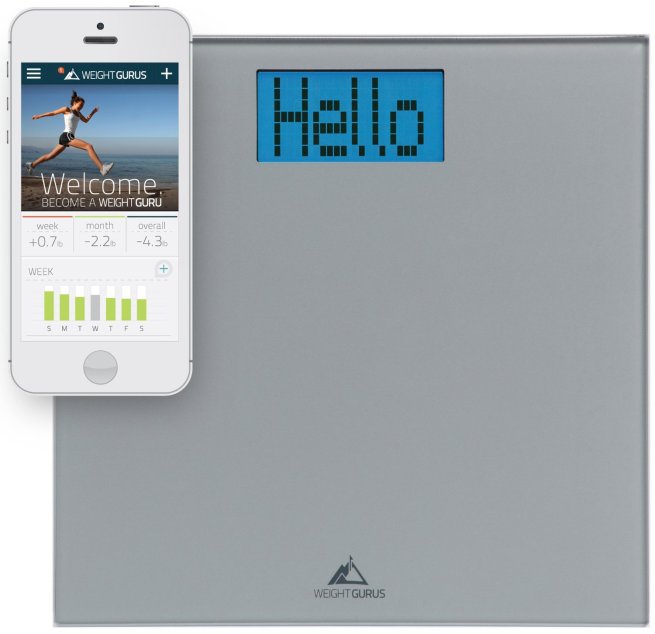 Weight Gurus Smartphone Connected Digital Bathroom Scale with Large Backlit LCD and Weightless Technology
