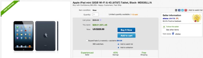 Apple iPad mini 32GB Wi-Fi & 4G (AT&T) Tablet MD535LL:A