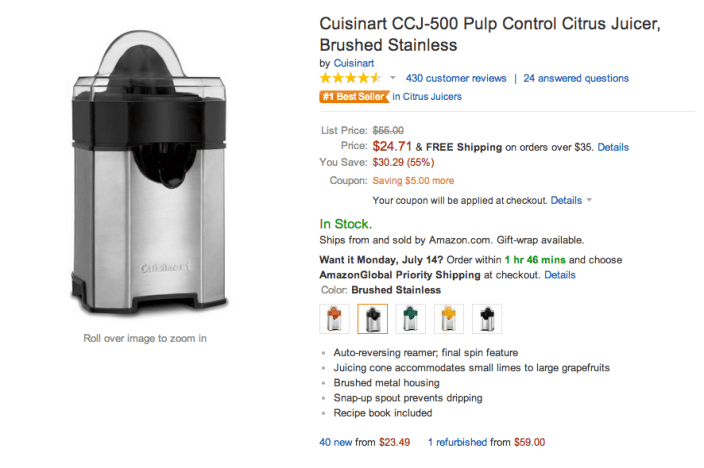 Cuisinart CCJ-500 Pulp Control Citrus Juicer (Brushed Stainless)-sale-02