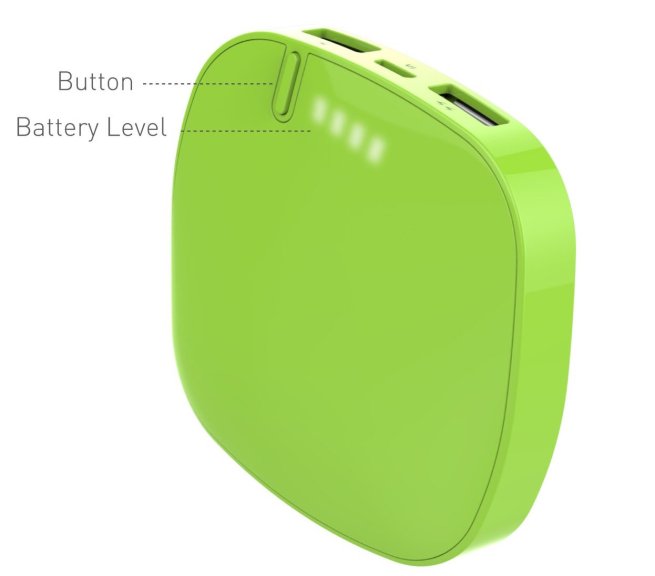 Lepow Moonstone 6000mAh External Battery with Dual USB Ports for iPhone 4:4S:5:5C:5S Samsung S3:S4 -Retail Packaging - Apple Green