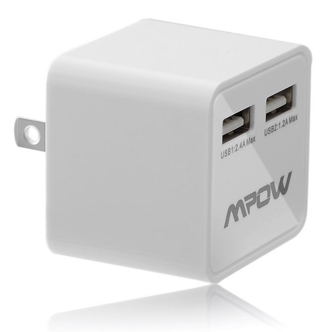Mpow? 18W : 3.6A (2.4A + 1.2A) Dual-Port USB Wall Charger : Portable Travel Charger : AC USB Power Adapter