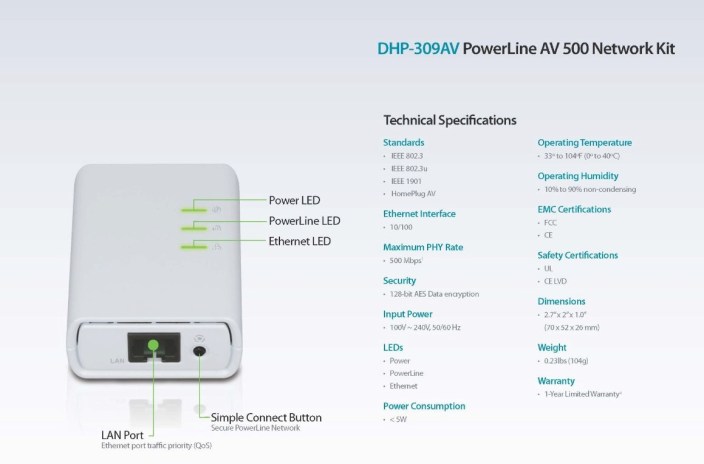 D-Link PowerLine AV 500 Mini Adapter Starter Kit-DHP-309av-sale-NEwegg-02