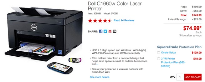 Dell - C1660w Color Laser Printer