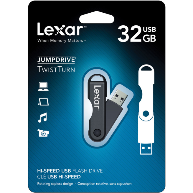 Lexar 32GB TwistTurn USB 2.0 Flash Drive $10 shipped (Reg. $23)