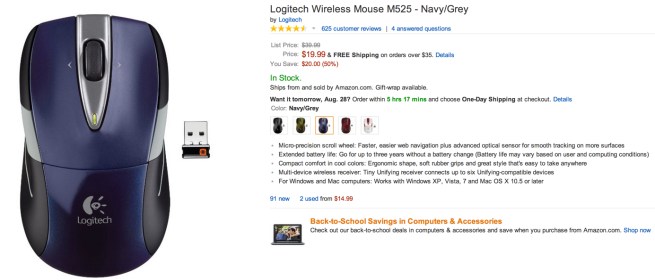 Logitech Wireless Mouse M525 in Navy