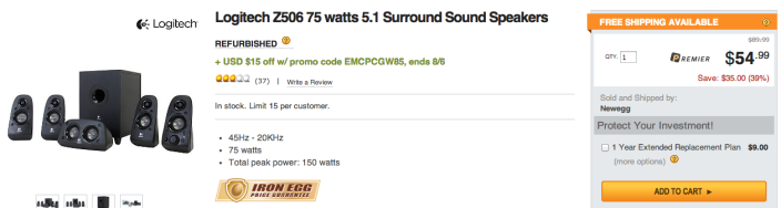 newegg-logitech-z506-speakers-deal