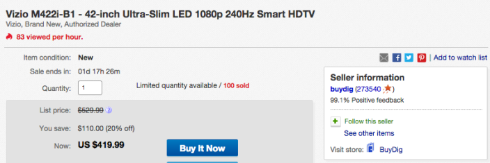 42-inch VIZIO 1080p Smart LED TV (M422i-B1)-sale-02