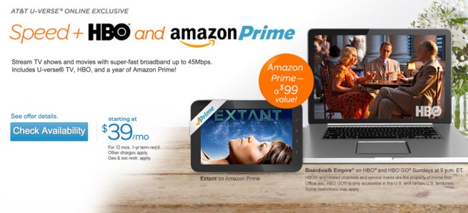 AT&T u-verse HBO Amazon Prime