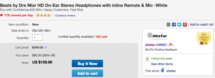 Beats by Dre Mixr HD On-Ear Stereo Headphones with inline Remote & Mic (white)-sale-02