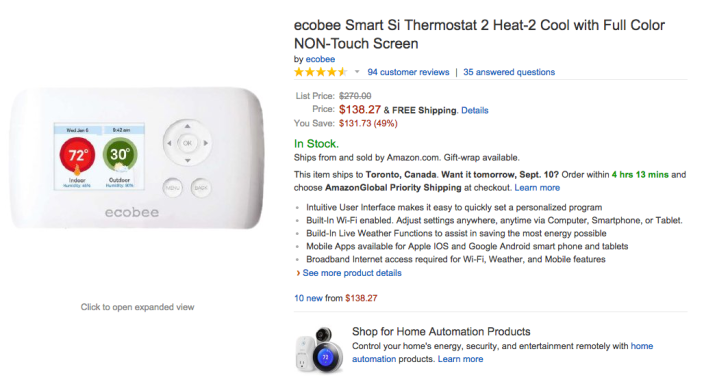 ecobee Smart Si Thermostat 2 Heat-2 Cool with color screen-sale-02
