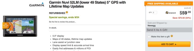 Garmin nüvi 5-inch GPS with Lifetime U.S. Maps (refurb) shipped