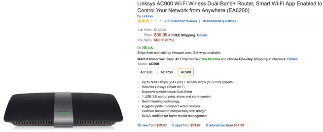 Linksys AC900 Wi-Fi Wirless Dual-Band+ Router, Smart Wi-Fi App Enabled to Control Your Network from Anywhere (EA6200)