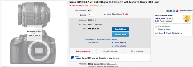 Nikon D3200 24.2 MP CMOS Digital SLR with 18-55mm f:3.5-5.6 AF-S DX VR NIKKOR Lens