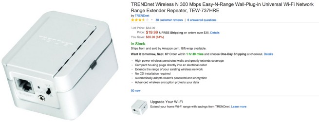 TRENDnet Wireless N 300 Mbps Easy-N-Range Wall-Plug-in Universal Wi-Fi Network Range Extender Repeater
