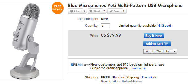 Yeti Patterns Blue Yeti Multi-Pattern USB Microphone $80 + free shipping