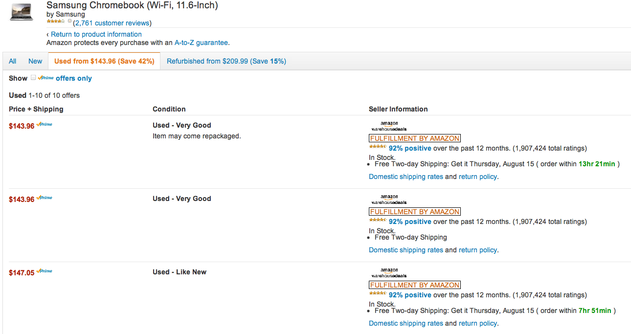Samsung 11.6″ Chromebook goes on sale for 219 shipped at Amazon (269 for 3G), used condition