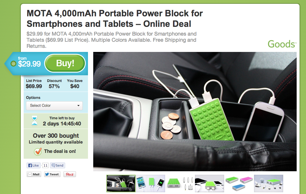 MOTA 4000mAh Portable Power Block for smartphones & tablets 30 shipped (Reg. 70)