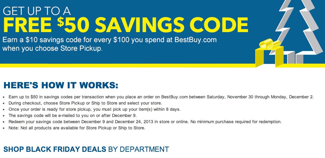 Best Buy 10 gift card for every 100 spent site to store