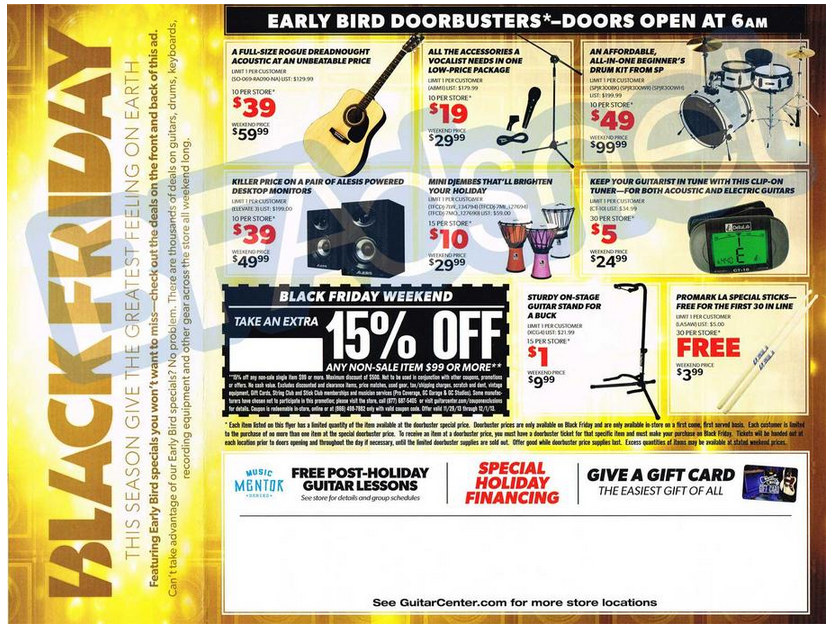 Guitar Center's Black Friday ad leaks instruments, Sennheiser