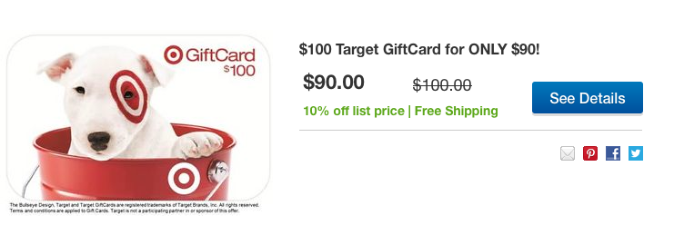$100 Target gift card for $90 with free shipping - 9to5Toys