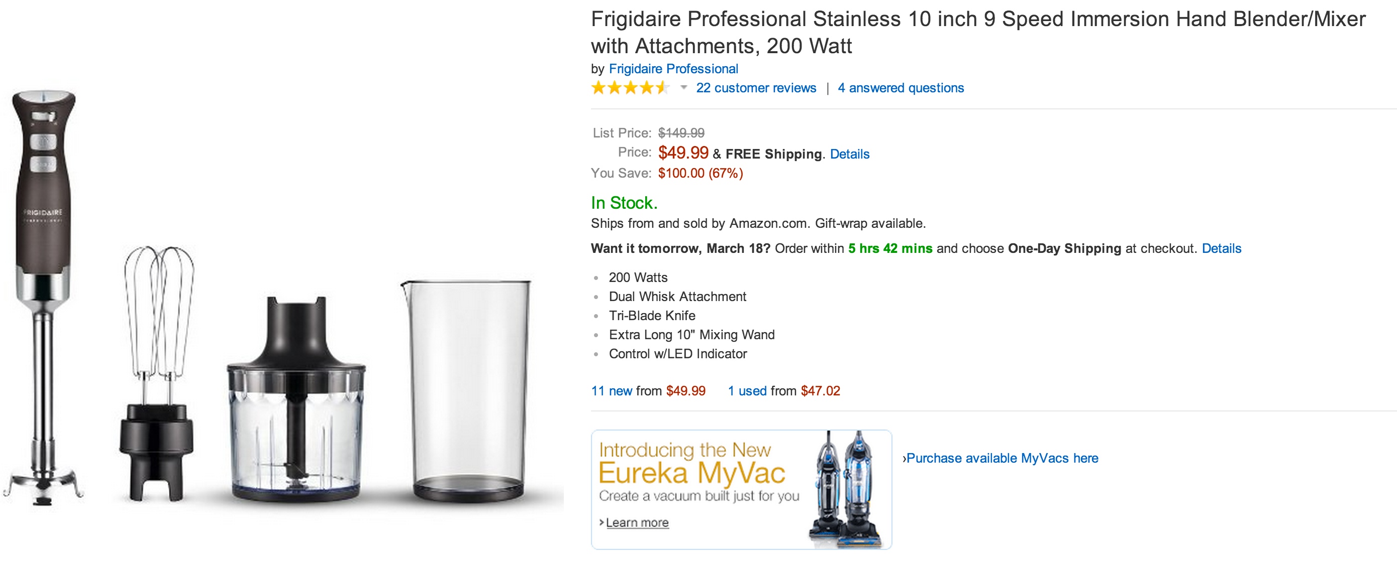 Home Deals Frigidaire Stainless Blender/Mixer 50 (Reg. 150