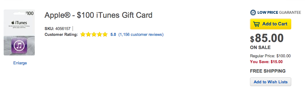 apple itunes gift card deals