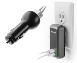Enercell Dual-USB Power Bundle with Dual-USB Auto Charger (3.1A) and Dual-Port USB Travel Wall Charger (3.1A)