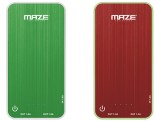 Maze Collection 4,000mAh Ultra-Thin Power Bank w: Built-In LED Light – Green or Red Finish